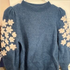 Sezane Luke Sweater with Cream Floral Accents